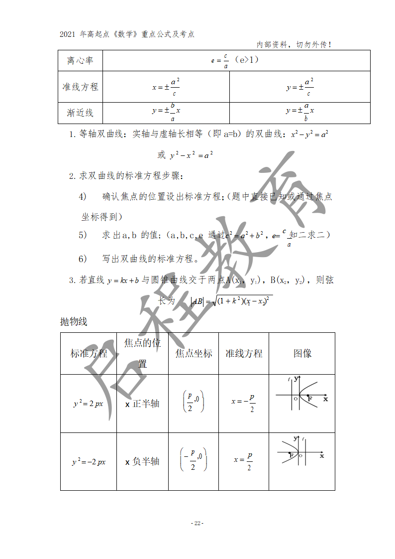 高起點《數學》重點公式及考點(圖13)