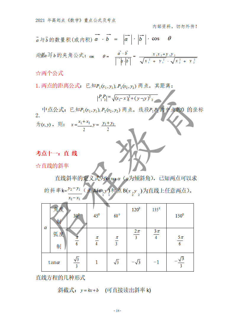 高起點《數學》重點公式及考點(圖9)