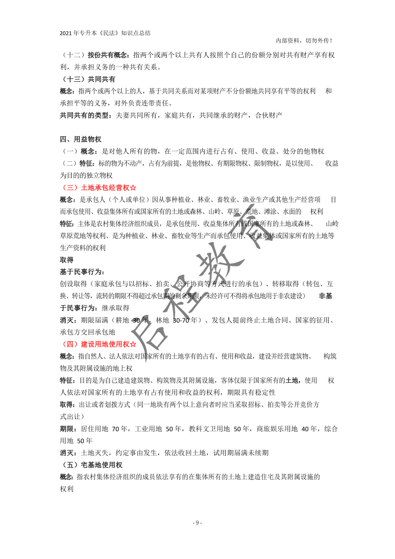  2021年專升本《民法》知識點總結(jié)(圖9)